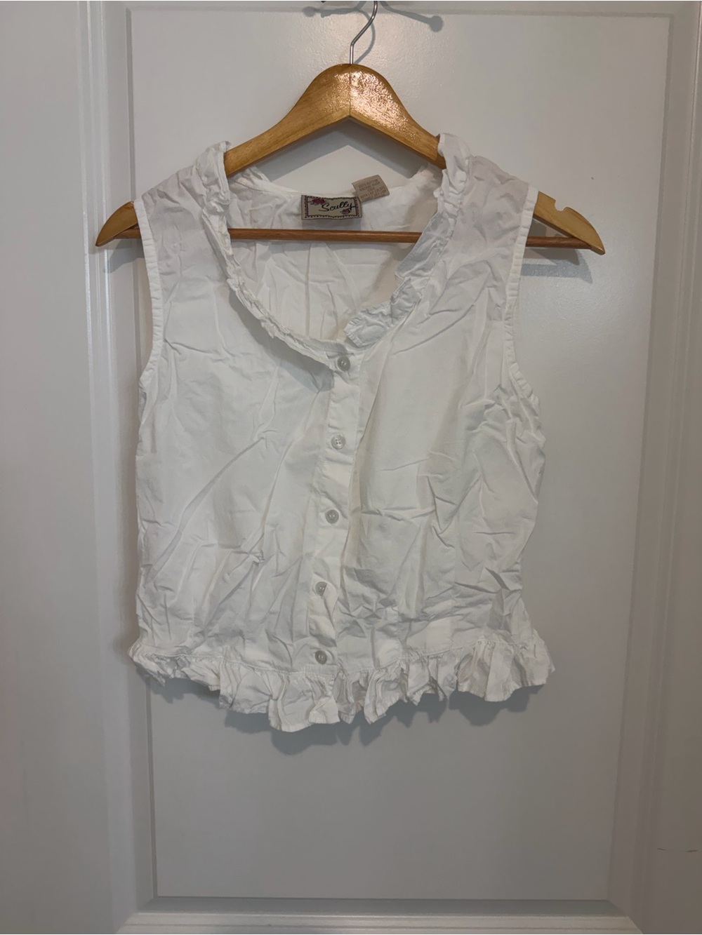 Scully RangeWear RW502 White Victorian Prairie Ruffle Camisole Top M